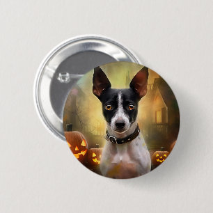 Halloween Rat Terrier met pompoenen eng Ronde Button 5,7 Cm