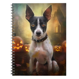 Halloween Rat Terrier Met Pompoenen Griezelen Notitieboek
