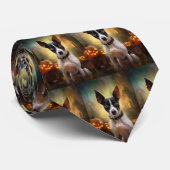 Halloween Rat Terrier met Pompoenen Griezelen Stropdas (Opgerold)