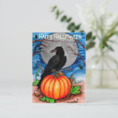 Halloween Raven Briefkaart (Staand voorkant)