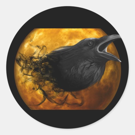 Halloween Raven Crow Ronde Sticker (Voorkant)