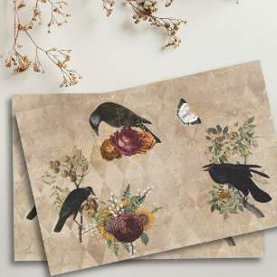 Halloween Raven Decoupage Victoriaans Tiss Tissuepapier