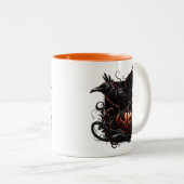 Halloween Raven Koffiemok Tweekleurige Koffiemok (Voorkant rechts)