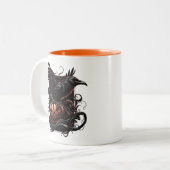 Halloween Raven Koffiemok Tweekleurige Koffiemok (Voorkant links)