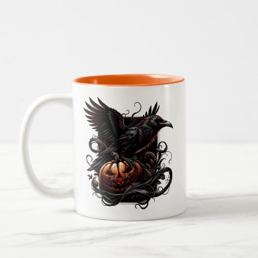 Halloween Raven Koffiemok Tweekleurige Koffiemok (Links)
