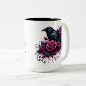 Halloween Raven Koffiemok Tweekleurige Koffiemok (Voorkant rechts)