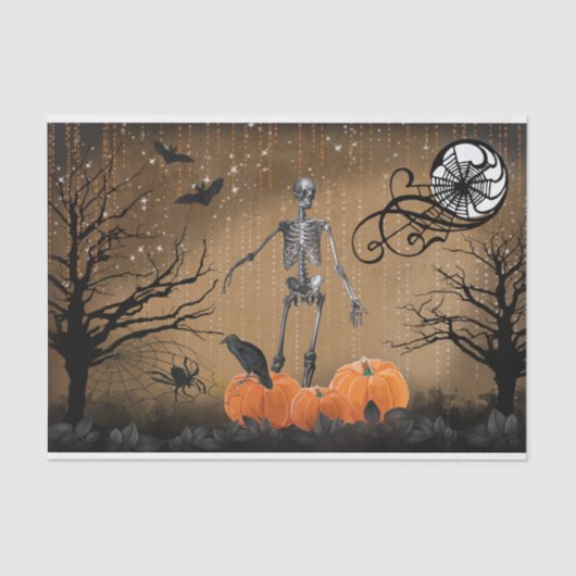 Halloween Raven Moon Skeleton Pumpkin Tissuepapier (Voorkant)