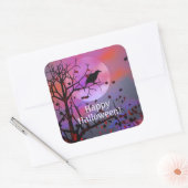 Halloween Raven Night Vierkante Sticker (Envelop)