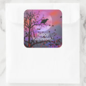 Halloween Raven Night Vierkante Sticker (Tas)