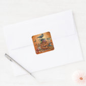 Halloween Raven Pumpkin Party Vierkante Sticker (Envelop)
