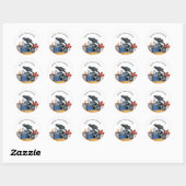 Halloween raven schedel waterverf ronde sticker (Vel)