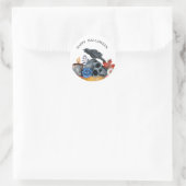 Halloween raven schedel waterverf ronde sticker (Tas)