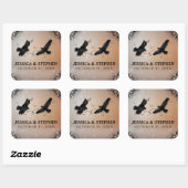 Halloween Ravens met harten bruiloft plein Vierkante Sticker (Vel)