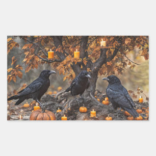 Halloween Ravens Pompoenen en Kaarsen Rechthoekige Sticker