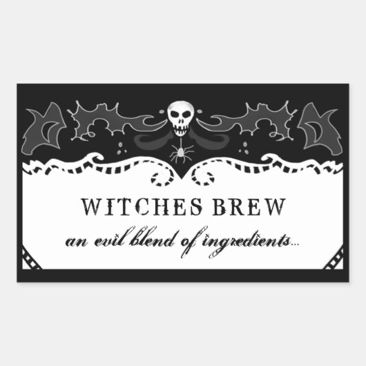 Halloween Rechthoek Zwart & Wit Label - Groot (Voorkant)