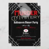 Halloween Red Black Murder Mystery Dinner Party Kaart (Voorkant / Achterkant)