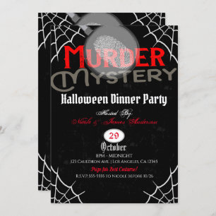 Halloween Red Black Murder Mystery Dinner Party Kaart