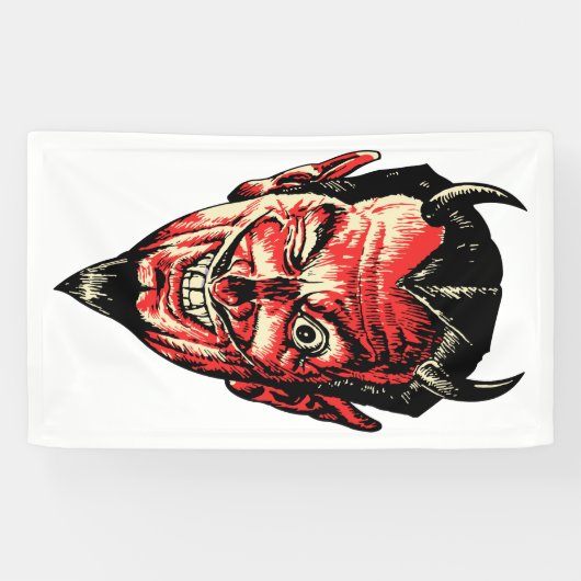 Halloween Red Devil Head Spandoek (Horizontaal)