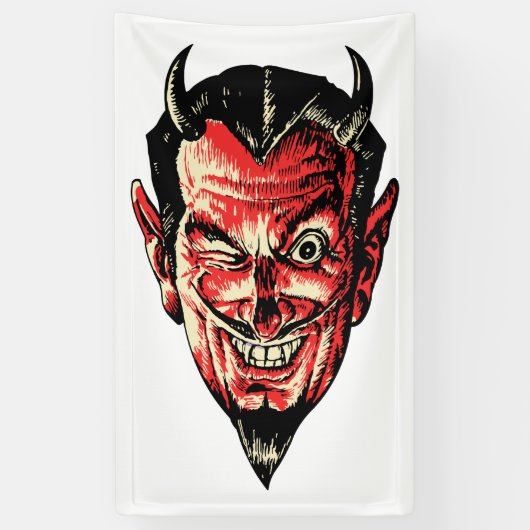 Halloween Red Devil Head Spandoek (Verticaal)