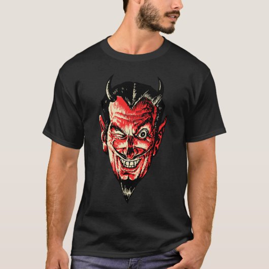 Halloween Red Devil Head T-shirt (Voorkant)