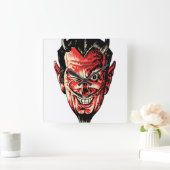  Halloween Red Devil Head Vierkante Klok (Huis)