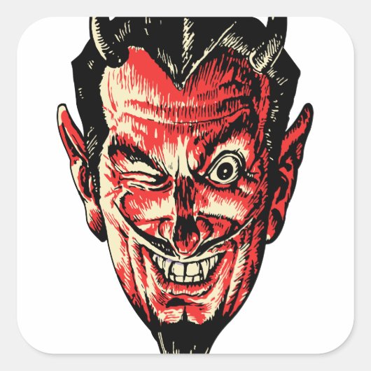  Halloween Red Devil Head Vierkante Sticker (Voorkant)