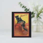 Halloween Red Witch & Black Cat  Briefkaart (Staand voorkant)