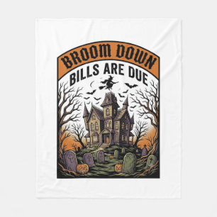 Halloween Rekeningen Verzamelaar Heks Bezem Gebrok Fleece Deken
