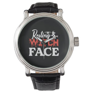 Halloween Resting Witch Facce Birthday Horloge