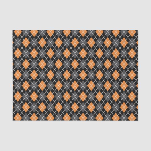Halloween Retro 1950s Argyle Oranje Grey Black Tissuepapier (Voorkant)