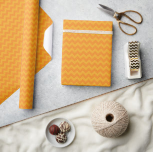 Halloween Retro Bright Oranje Chevron Cadeaupapier