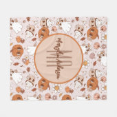 HALLOWEEN RETRO GROOVY PUMPKINS AND GHOSTS FLEECE DEKEN (Voorkant (Horizontaal))