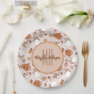 HALLOWEEN RETRO GROOVY PUMPKINS AND GHOSTS PAPIEREN BORDJE