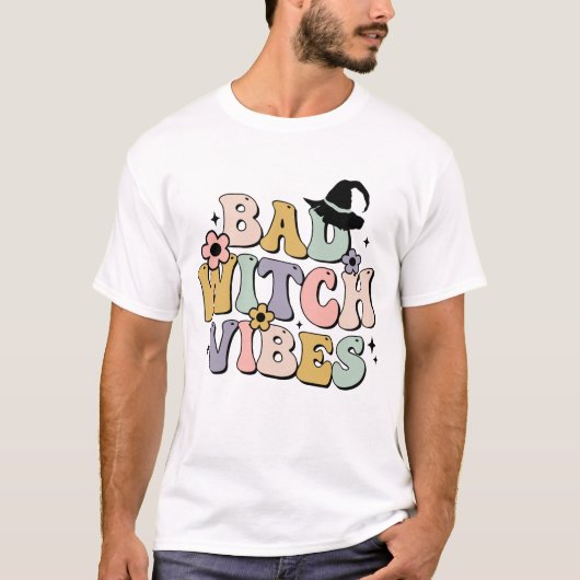 HALLOWEEN RETRO GROOVY SLECHTE HEKS VIBES T-SHIRT (Voorkant)