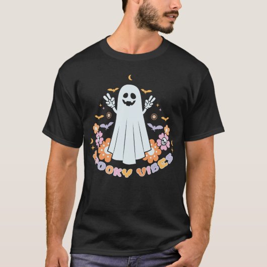 HALLOWEEN RETRO GROOVY SPOOKY VIBES T-SHIRT (Voorkant)