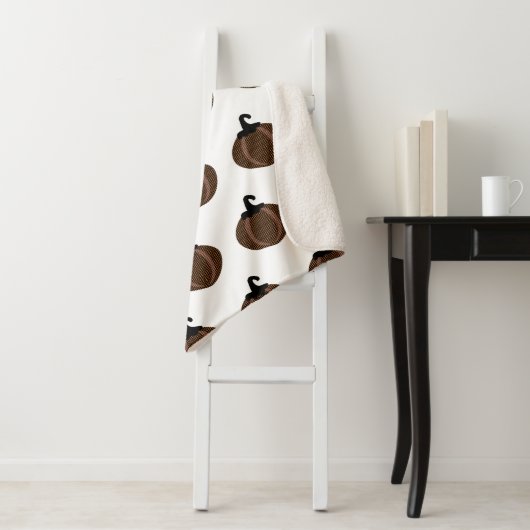 Halloween Retro Heart Pumpkins Sherpa Deken (In situ)