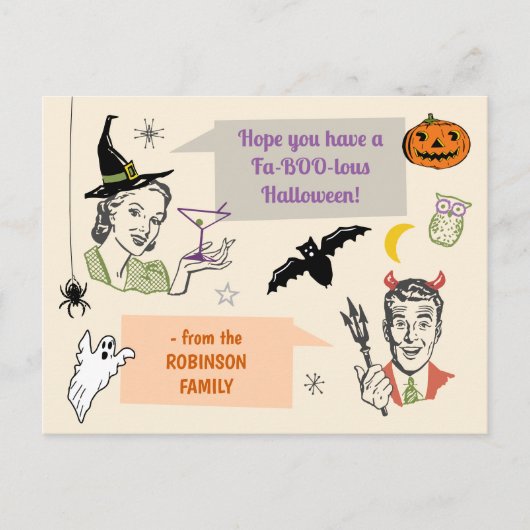 Halloween Retro Humor Faboolous Custom Name Briefkaart (Voorkant)