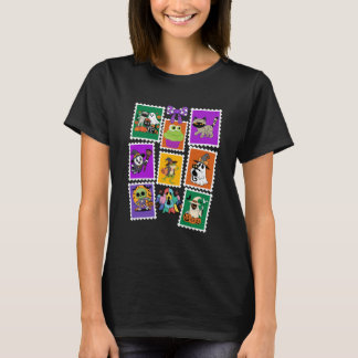 Halloween Retro Postzegel T-shirt