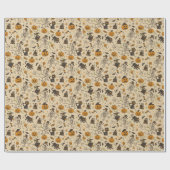 Halloween Retro Skeleton Witch Nostalgic Cadeaupapier (Vlak)