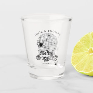 Halloween Retro Spinnen & Disco Bal Bruiloft Shot Glas