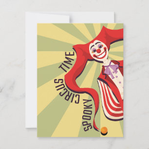 Halloween Retro Spooky Clown Kleurrijk Grappig Cir Briefkaart