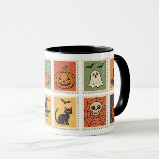 Halloween Retro stempels Mok (Voorkant rechts)