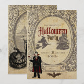 Halloween retro vampier heksen kaart (Voorkant / Achterkant)