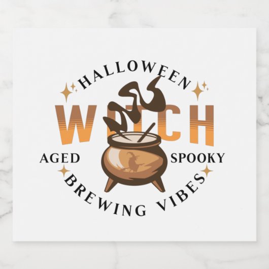Halloween Retro Witch Brewing Bier Etiket (Enkel label)