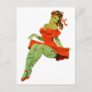 Halloween Retro Zombie Matchende Jurk en Schoenen Briefkaart