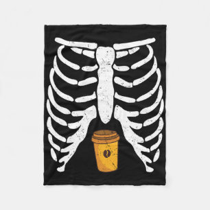 Halloween Rib Cage Koffieliefhebber Skelet Grappig Fleece Deken