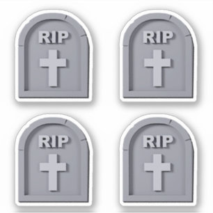 Halloween RIP 3D Gravestone Grey Sticker