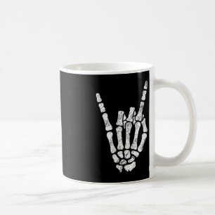 Halloween Rock Hand Sign Skeleton Rock N Roll Symb Koffiemok