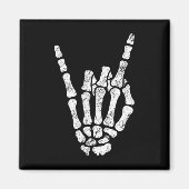 Halloween Rock Hand Sign Skeleton Rock N Roll Symb Magneet (Voorkant)