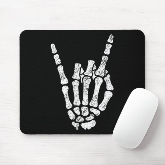 Halloween Rock Hand Sign Skeleton Rock N Roll Symb Muismat (Met muis)
